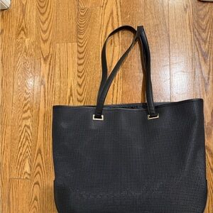 Lo & Sons Black Perforated Tote with travel bag/protector